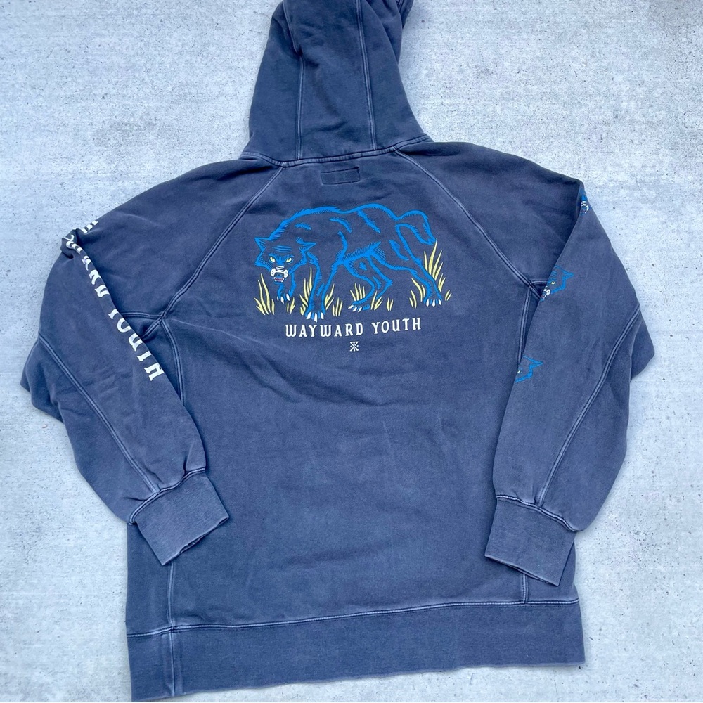 Roark Charcoal Crewneck Hoodie with Blue Panther Graphic